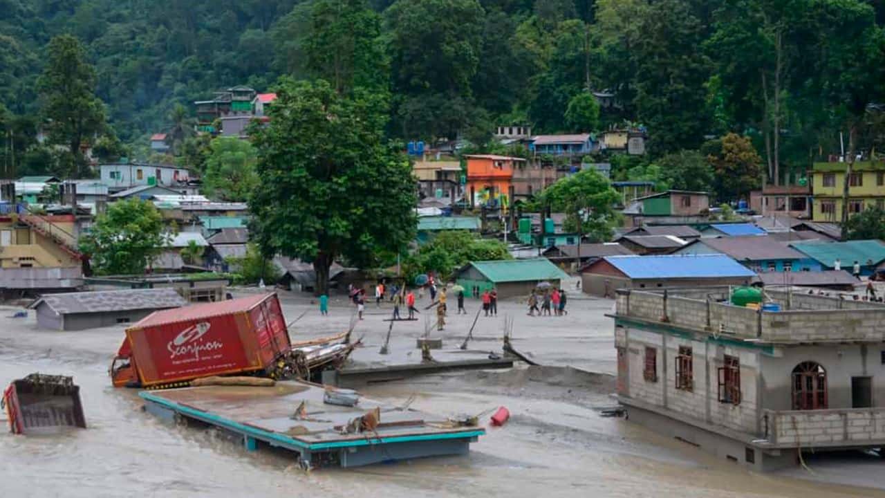sikkim, flash flood, india, floods in india, floods