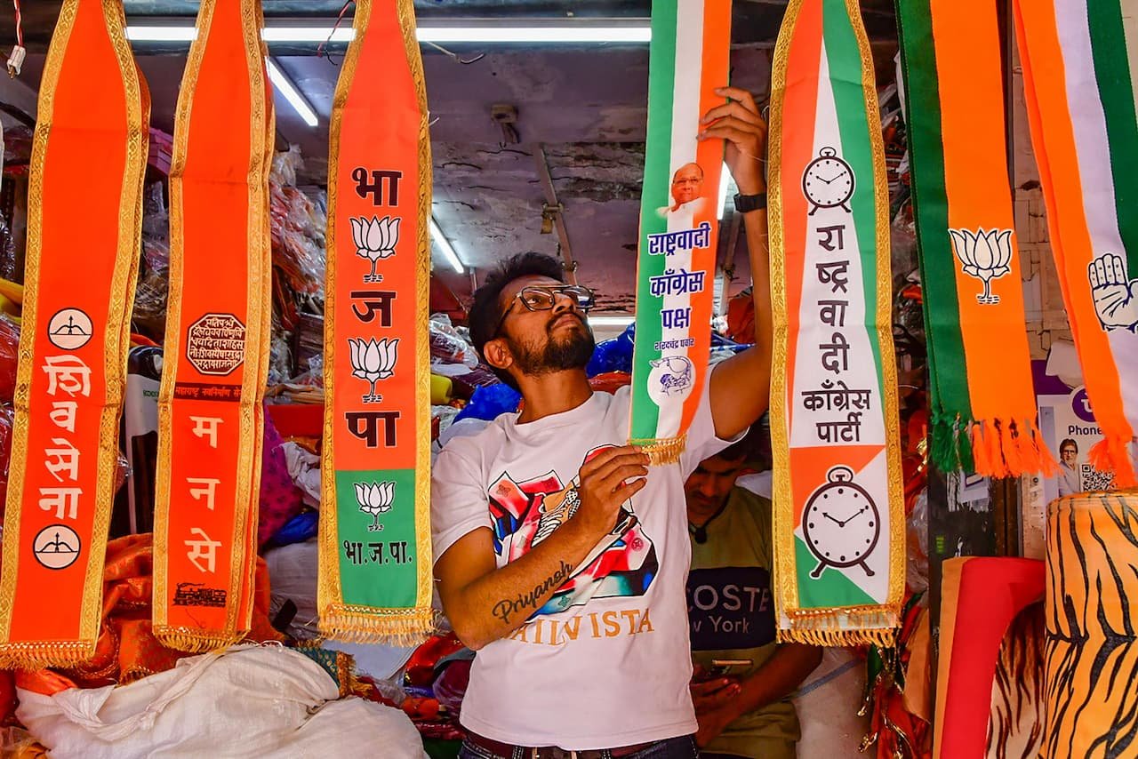 political flags, parties, mumbai, lok sabha elections, lok sabha, elections 2024, ls polls, congress, bjp