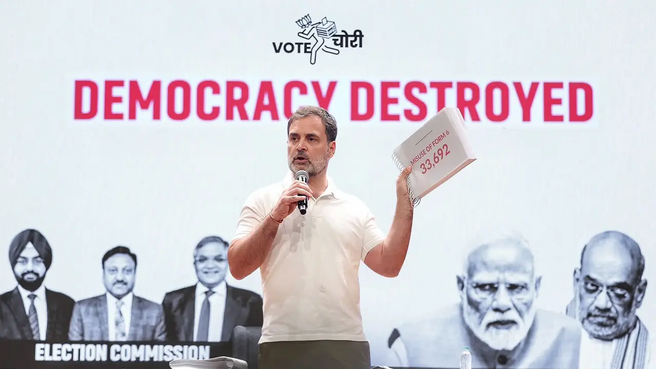 rahul gandhi, eci, voter list, democracy, press conference, inc, congress, election commission of india, fraud, voter fraud