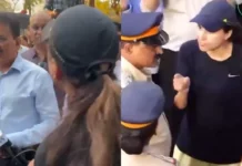 bjp, rally, bjp rally, girish mahajan, mumbai, mumbai police, woman confronts