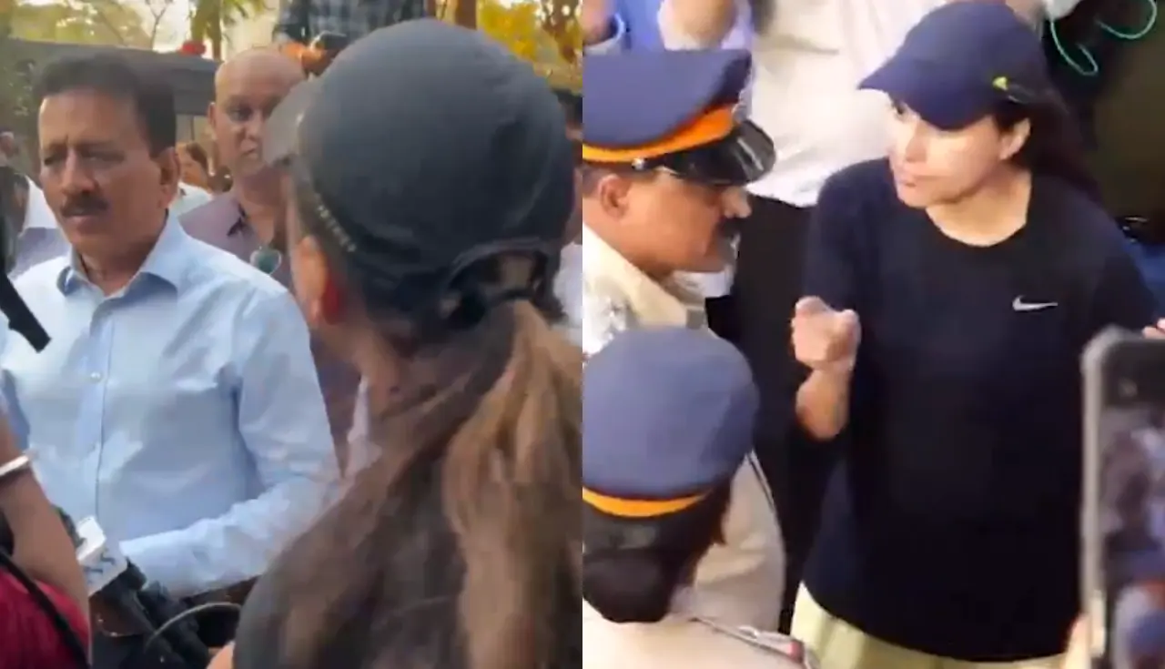 bjp, rally, bjp rally, girish mahajan, mumbai, mumbai police, woman confronts