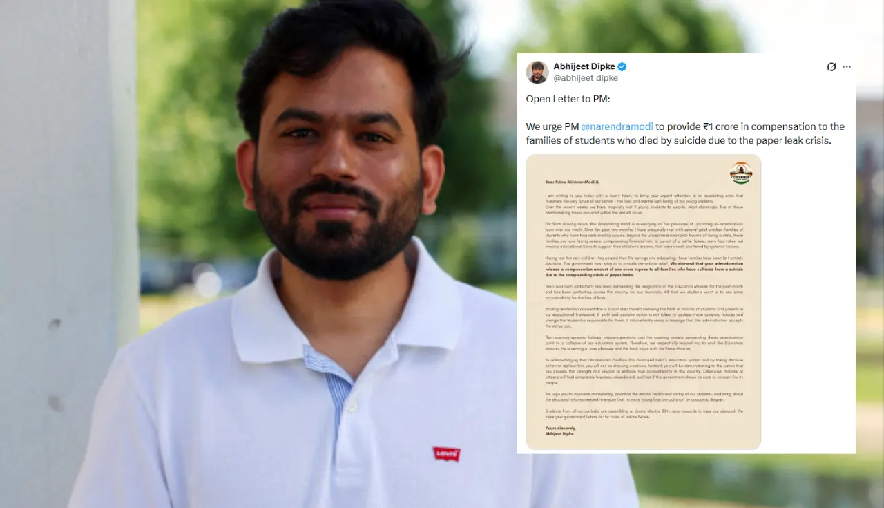 Abhijeet Dipke Urges Pm Modi To Grant ₹1 Crore Aid To Families Of Neet Aspirants Who Died By Suicide 1 abhijeet dipke, letter to pm, neet, cockroach janta party