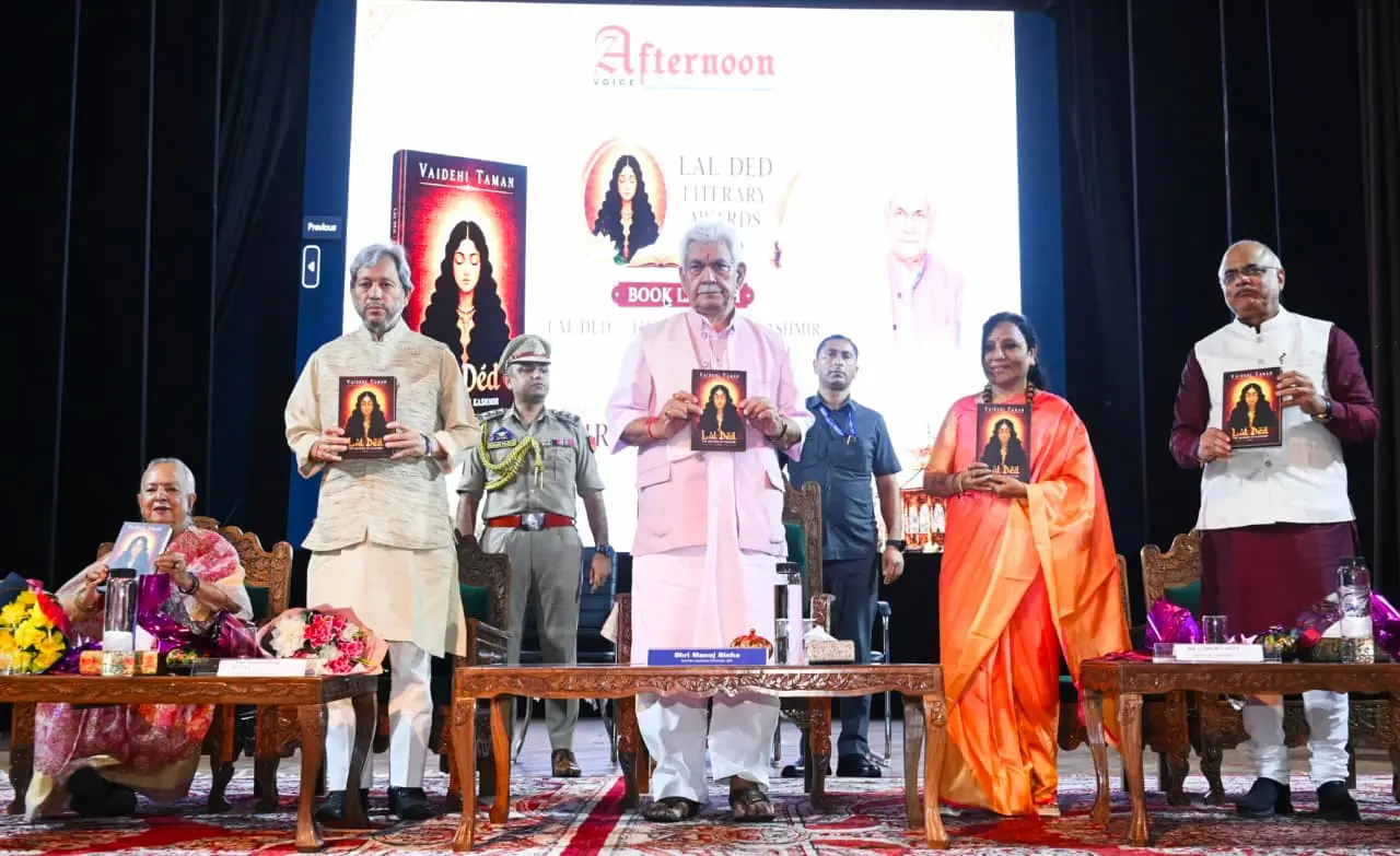 Lg Manoj Sinha Launches Dr. Vaidehi Taman'S Book Lal Ded – The Mother Of Kashmir, Calls On Youth To Embrace India'S Spiritual Heritage 1 lal ded, lal ded literary award, lal ded the mother of kashmir, lg, manoj sinha, dr vaidehi taman
